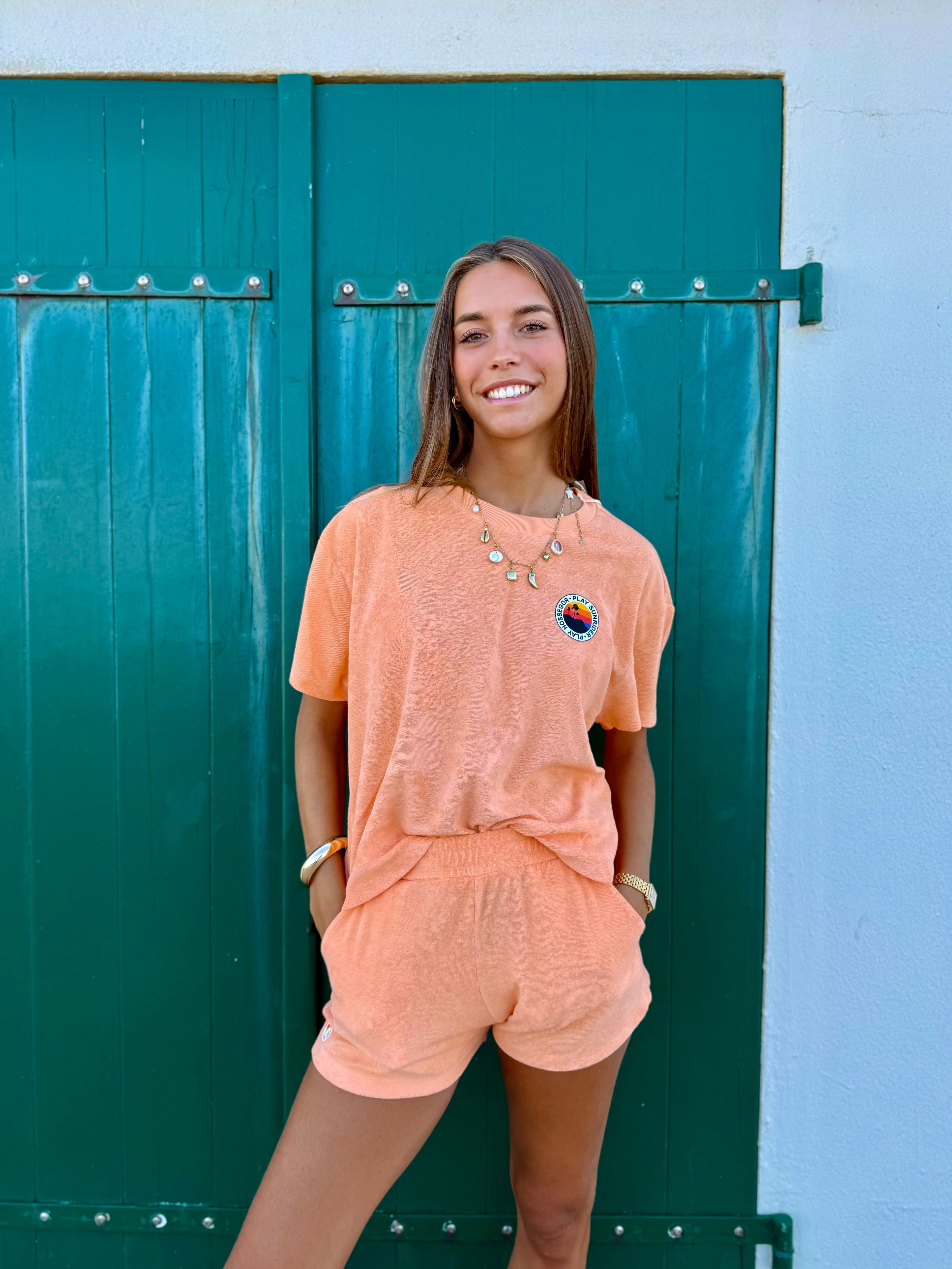 Tee shirt en éponge orange éclatant