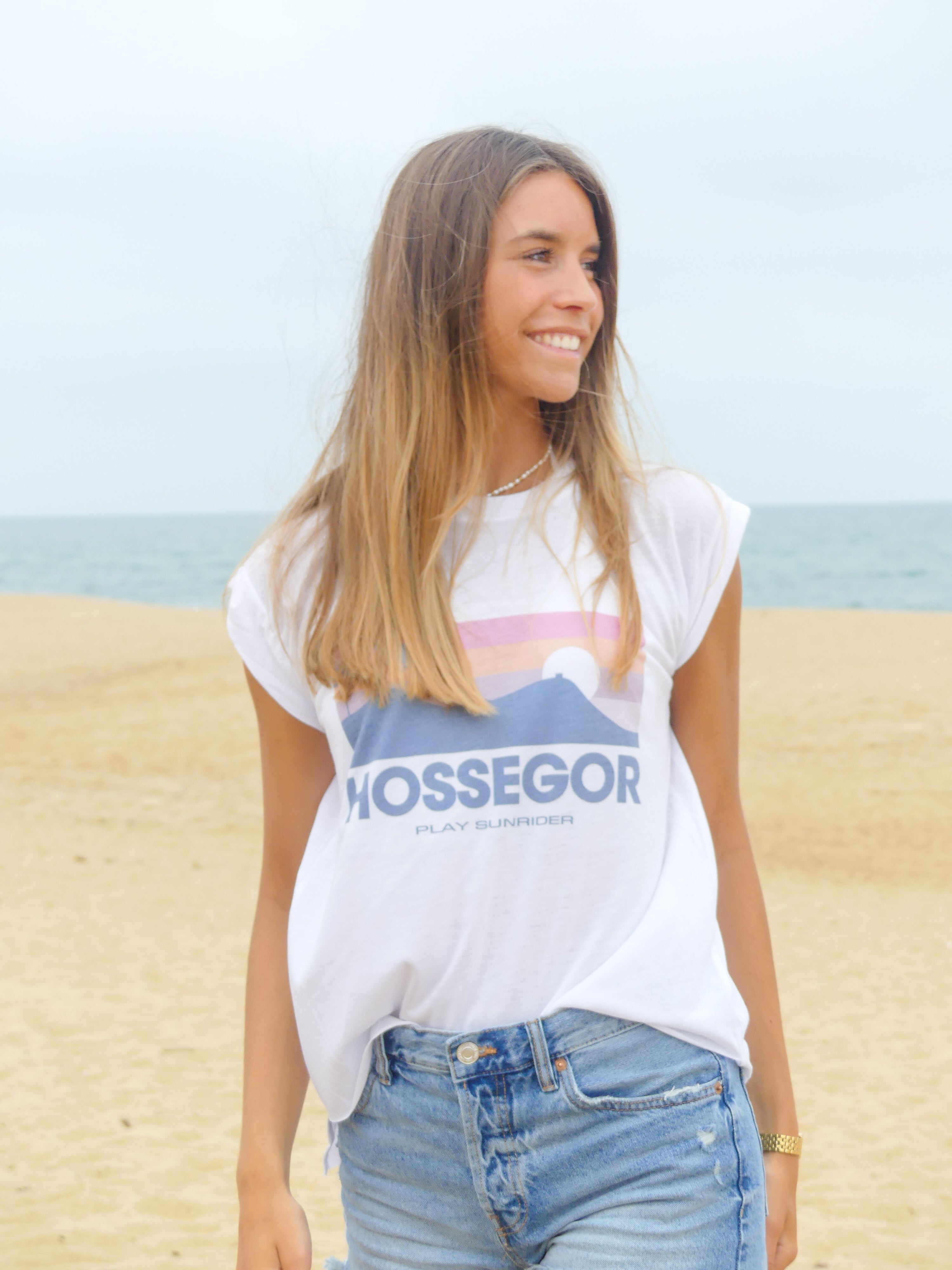 Tee shirt flowy  sunset Hossegor blanc
