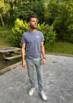 Tee shirt logo seventies gris/bleu