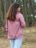 Sweat a capuche zippé vieux rose
