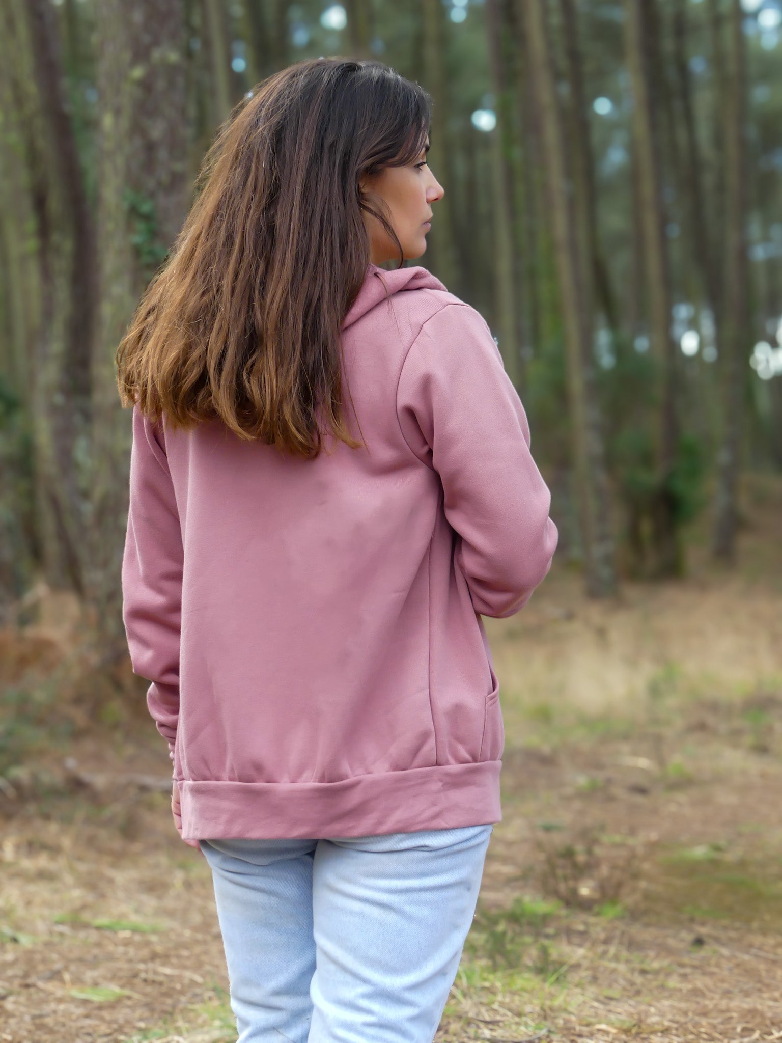 Sweat a capuche zippé vieux rose