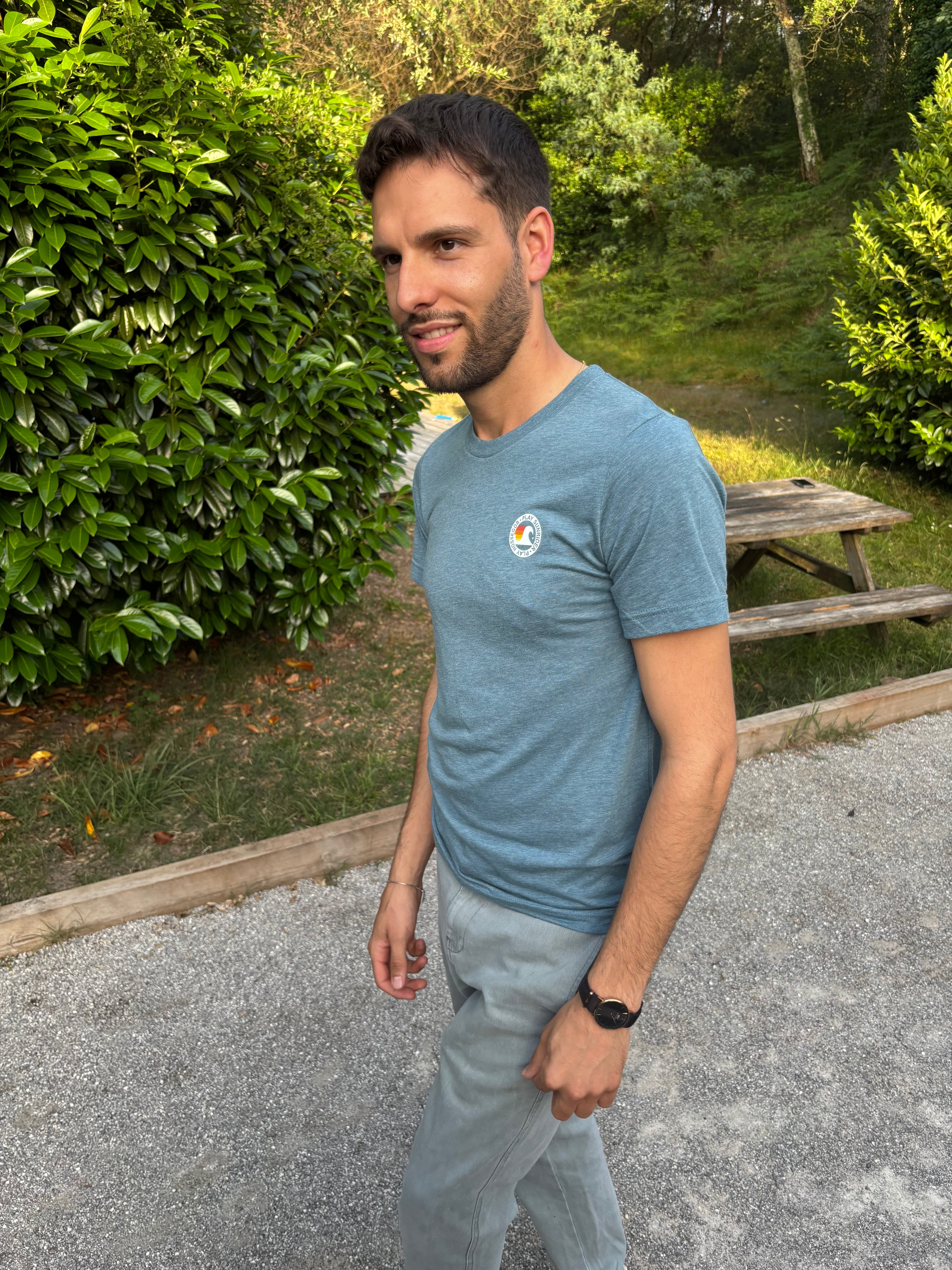 Tee shirt bleu chiné tout doux