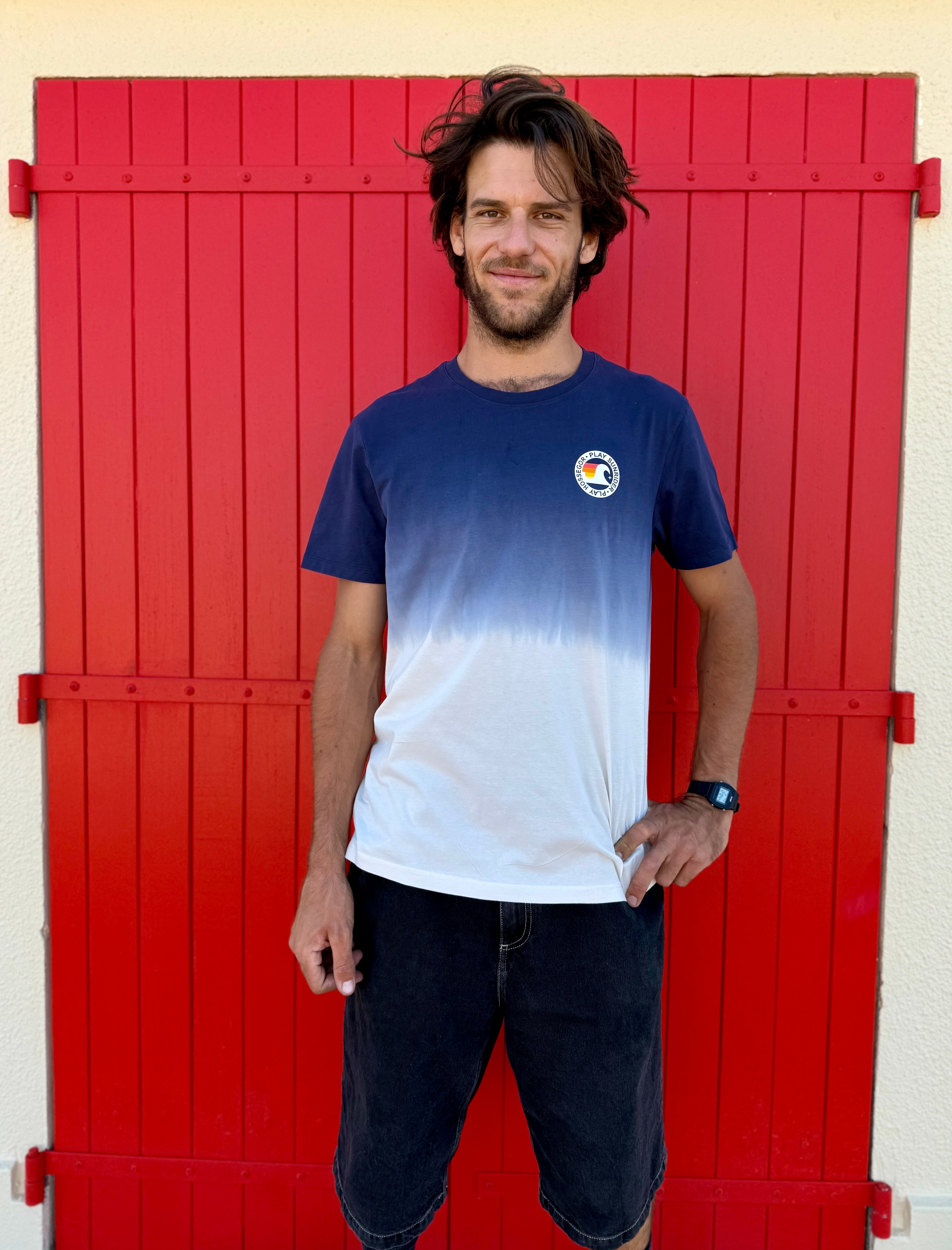 Tee shirt tie and dye bleu canon!