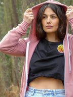 Sweat a capuche zippé vieux rose