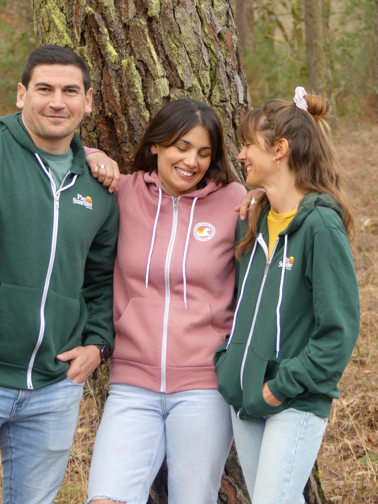 Sweat a capuche zippé vieux rose