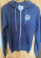 Sweat-shirt à capuche zippé bleu chiné