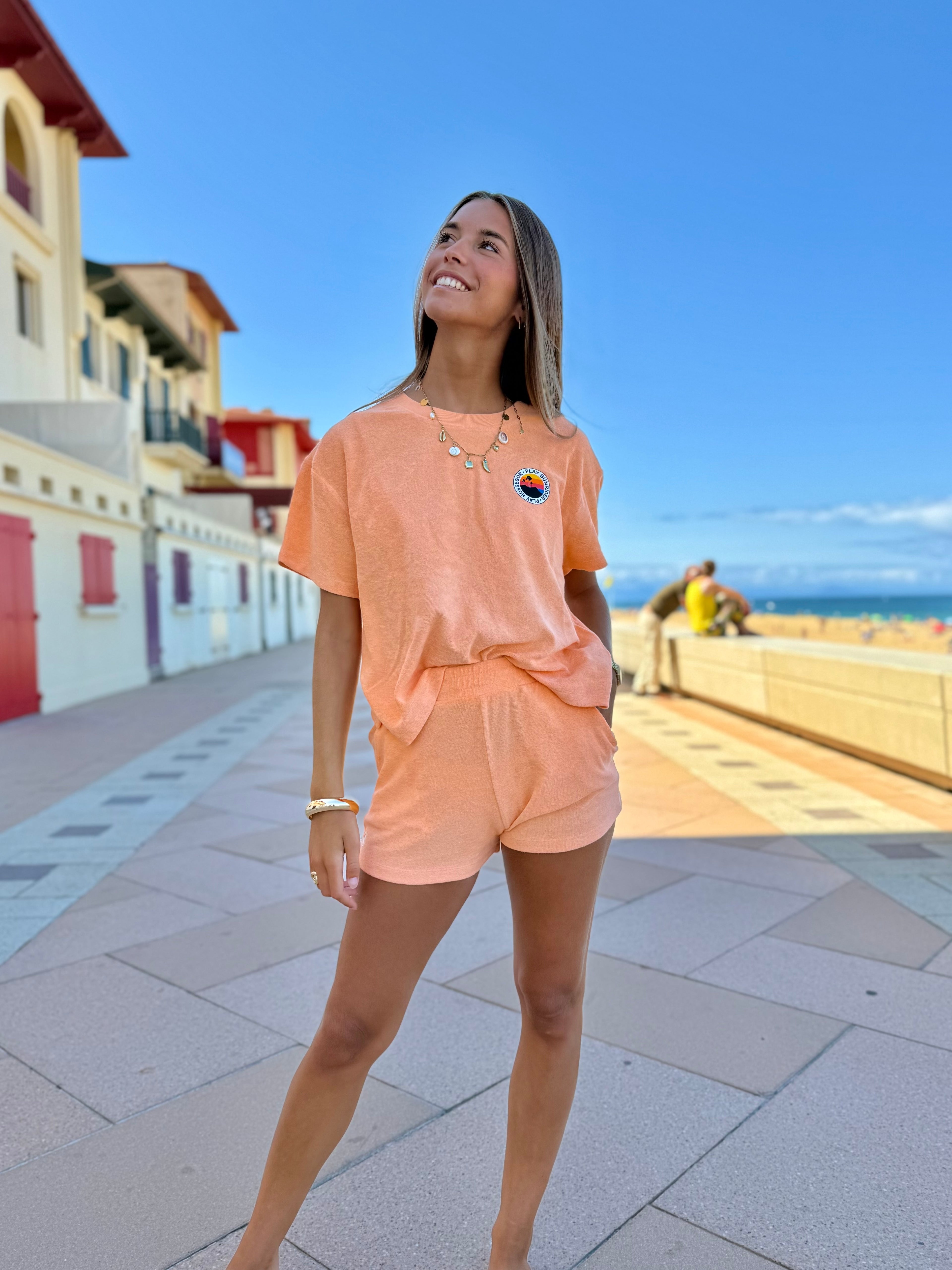 Tee shirt en éponge orange éclatant