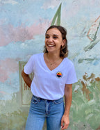 Tee col V blanc 100% coton bio