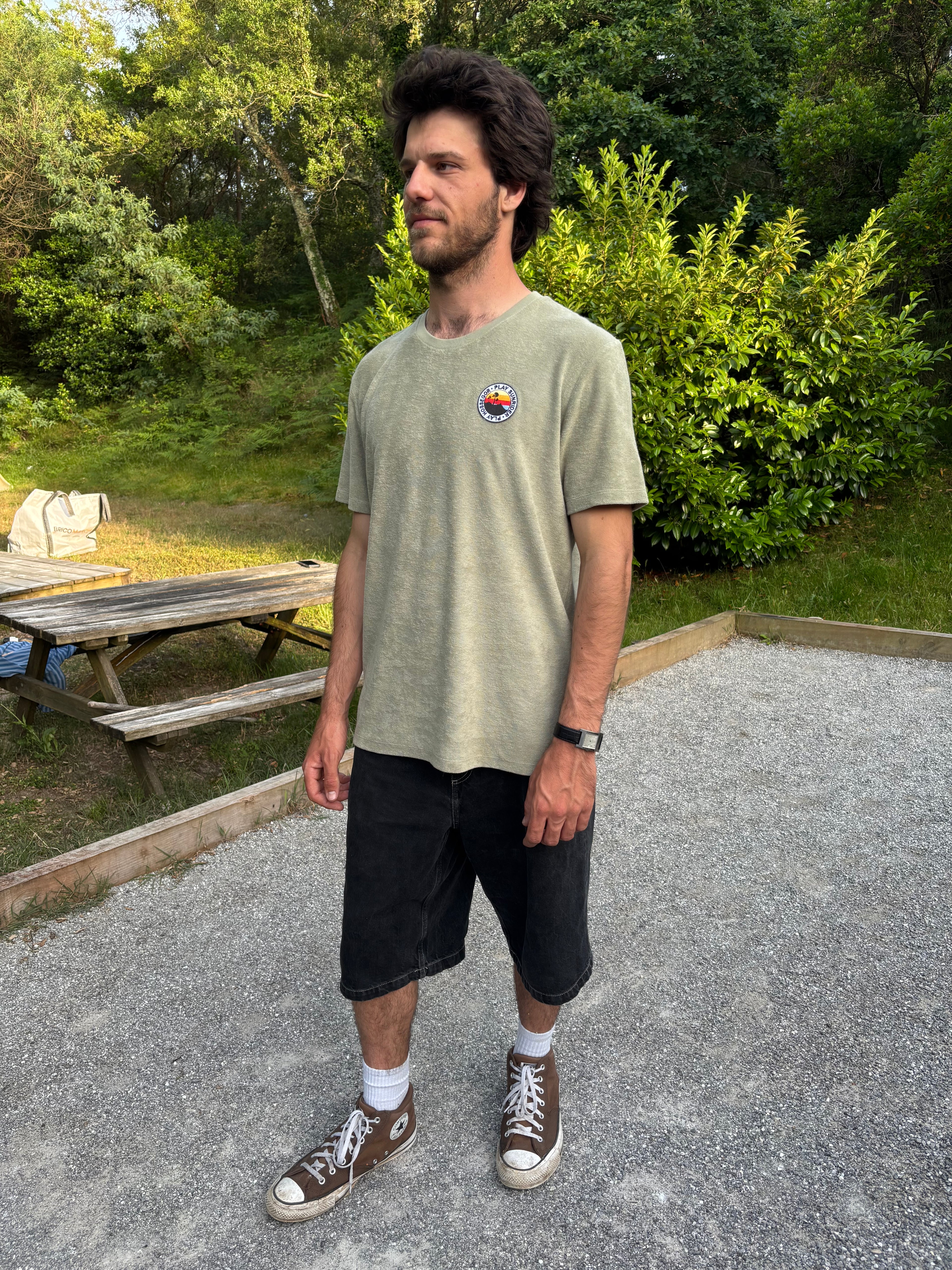 Tee shirt en éponge vert amande