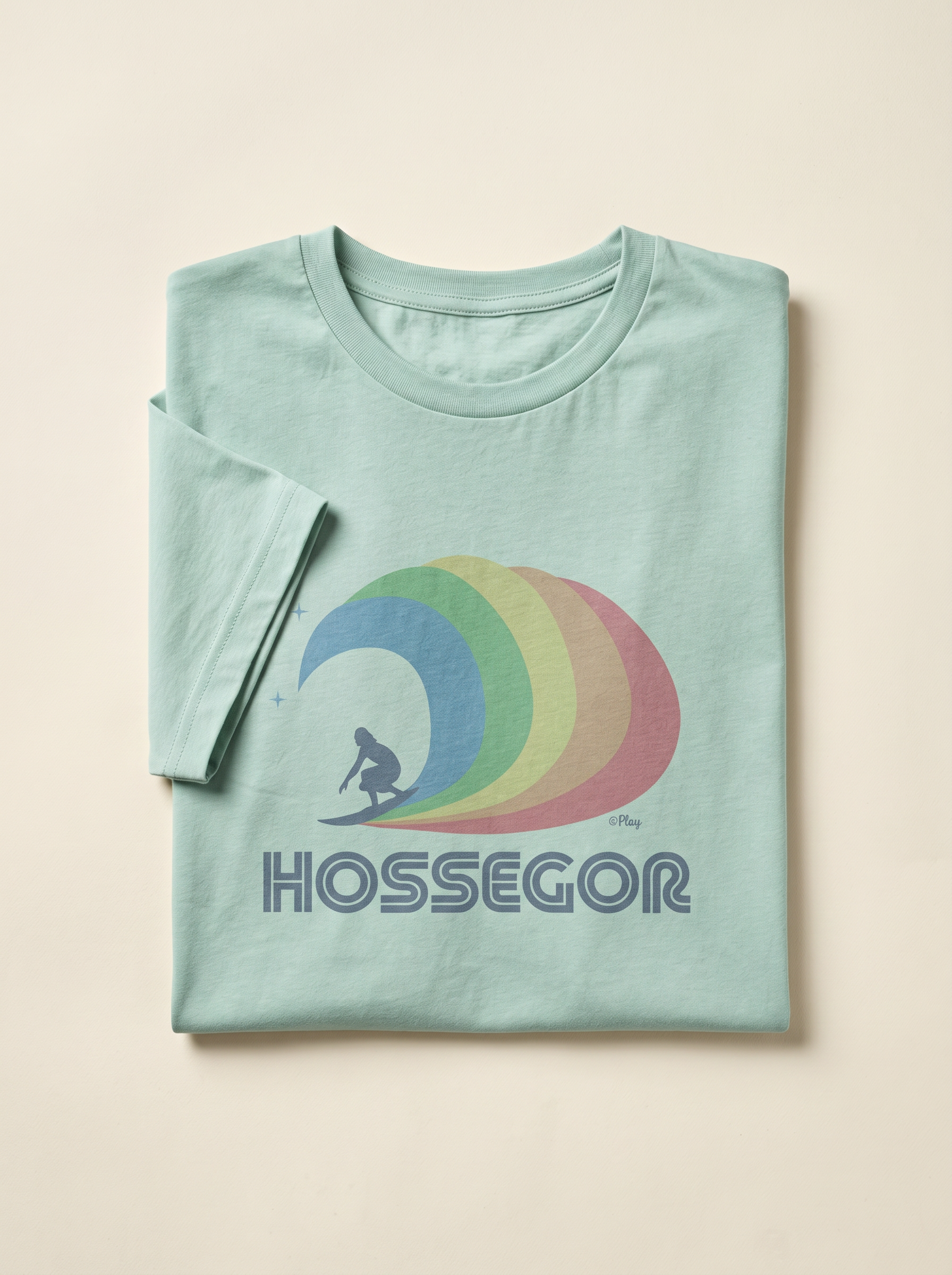 Tee shirt la vague vert clair