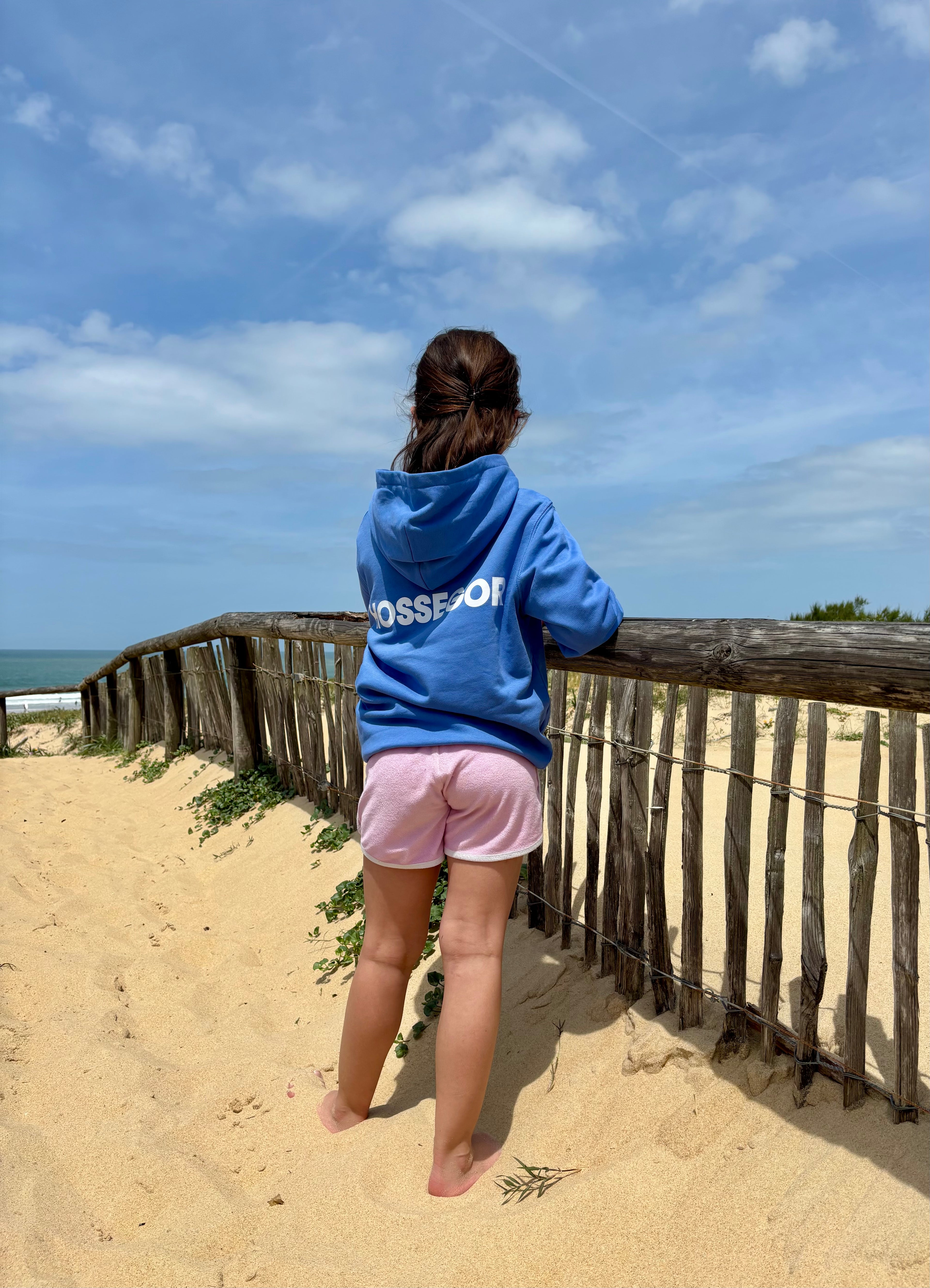 Hoodie bleu Hossegor dans le dos