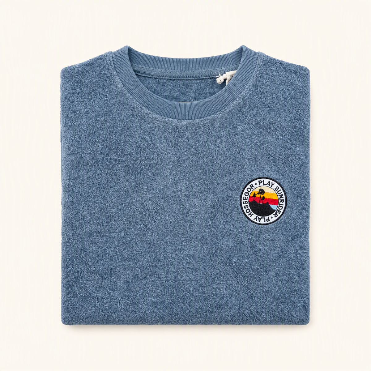 Tee shirt en éponge homme gris bleuté