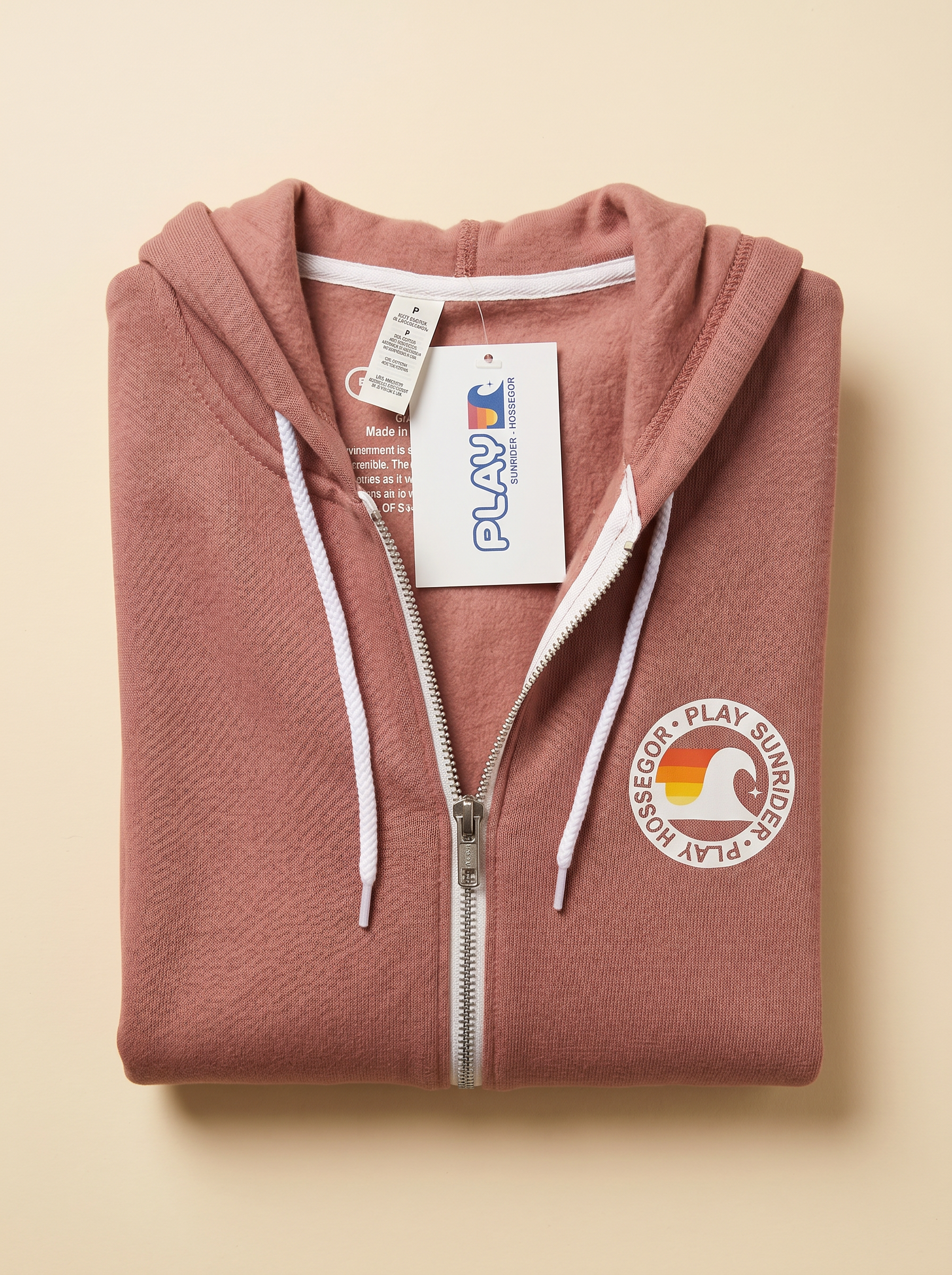 Sweat a capuche zippé vieux rose