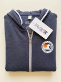 Sweat-shirt à capuche zippé bleu chiné
