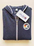 Sweat-shirt à capuche zippé bleu chiné