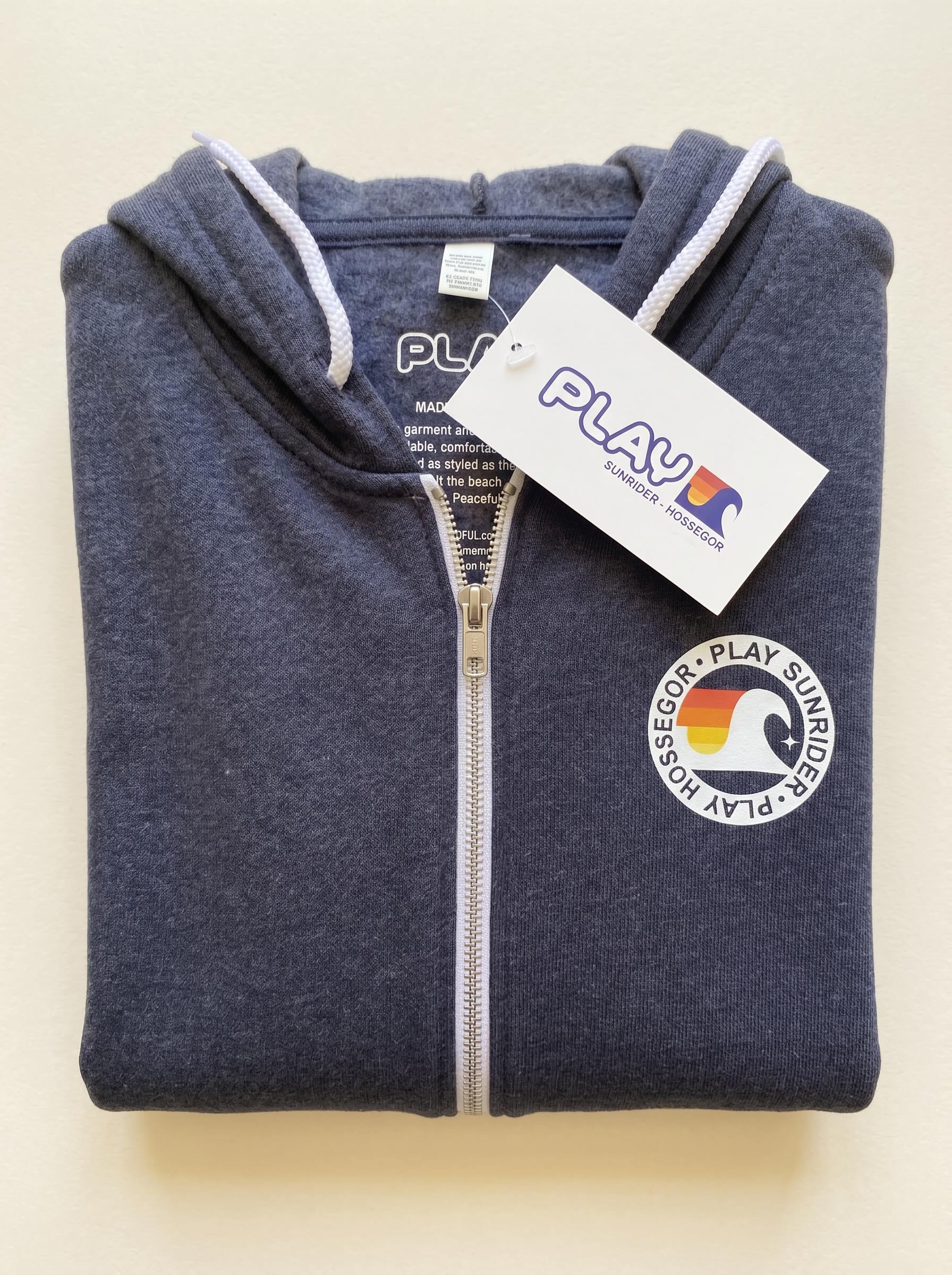 Sweat-shirt à capuche zippé bleu chiné