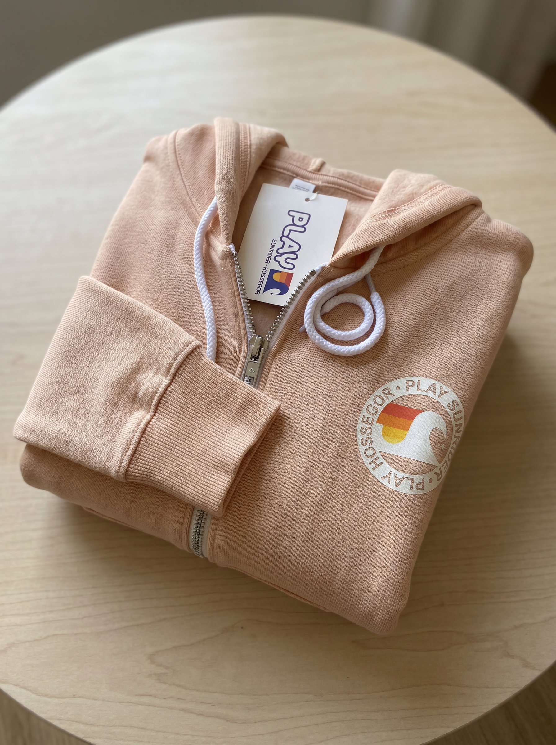 Sweat à capuche zippé rose pâle
